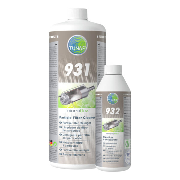 TUNAP PRAKTISCHES Set FÜR PARTIKELFILTER-Reinigung MICROFLEX 931 Partikelfilter Reiniger 1L + 932 PFR Spülung 500ml UNIVERSAL FÜR Benzin BPF UND Diesel DPF Particulate Filter Cleaner